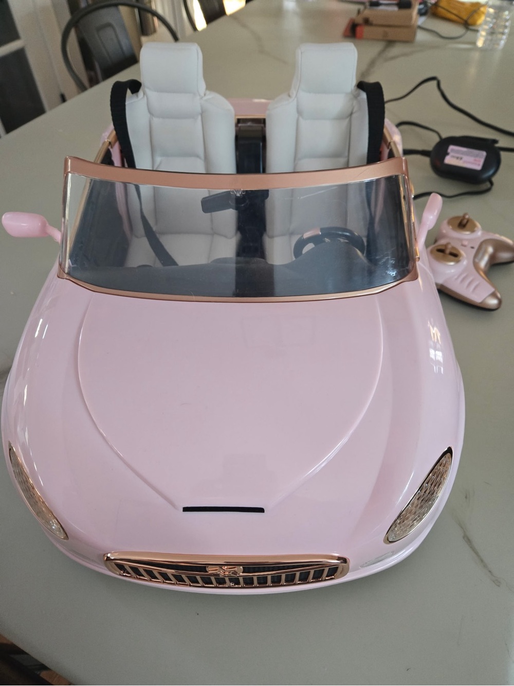 American Girl Pink and Gold Remote Control Convertible Car - Picture 4 of 7